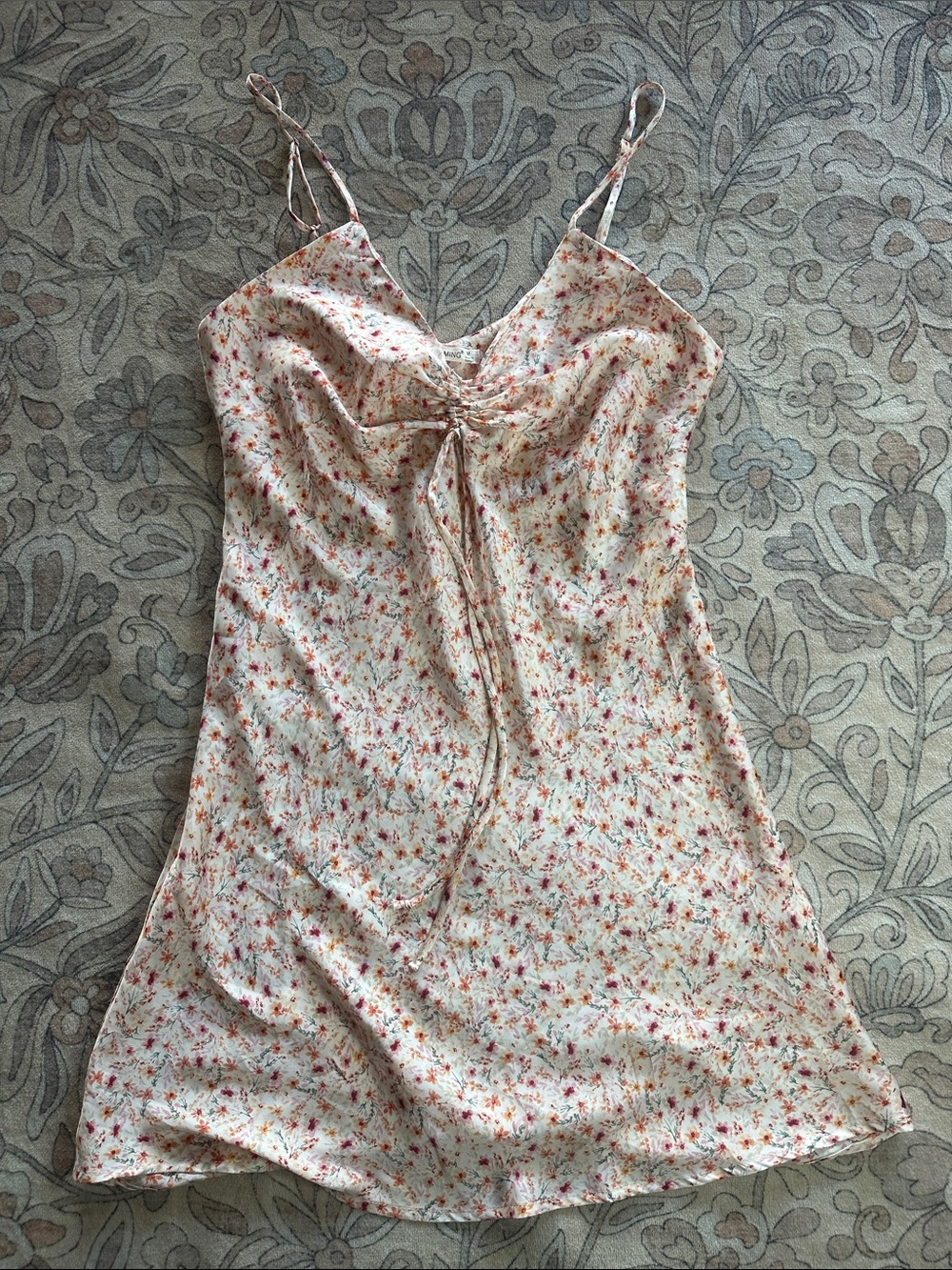 Timing size medium pink floral satin mini dress